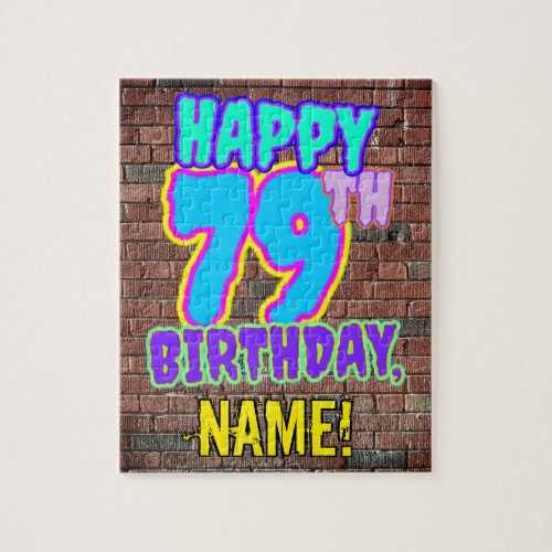 79th Birthday  Fun Urban Graffiti Inspired Look Jigsaw Puzzle