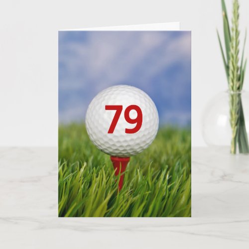 79th Birthday Golf Ball on Red Tee Card