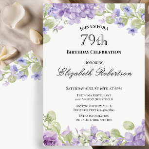 79th Birthday Invitation Elegant Purple Floral