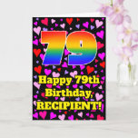 [ Thumbnail: 79th Birthday: Loving Hearts Pattern, Rainbow # 79 Card ]