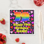 [ Thumbnail: 79th Birthday: Loving Hearts Pattern, Rainbow # 79 Napkins ]