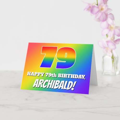 79th Birthday Multicolored Rainbow Pattern  79 Card
