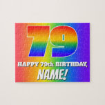 [ Thumbnail: 79th Birthday — Multicolored Rainbow Pattern “79” Jigsaw Puzzle ]