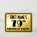 [ Thumbnail: 79th Birthday Party — Art Deco Look “79” + Name Invitation ]
