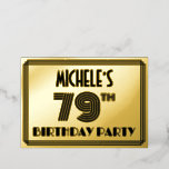 [ Thumbnail: 79th Birthday Party — Art Deco Style “79” & Name Invitation ]
