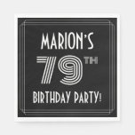 [ Thumbnail: 79th Birthday Party: Art Deco Style + Custom Name Napkins ]