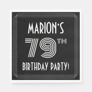 79th Birthday Party: Art Deco Style + Custom Name Napkins