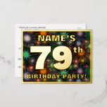 [ Thumbnail: 79th Birthday Party: Bold, Colorful Fireworks Look Postcard ]