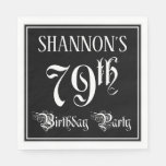 [ Thumbnail: 79th Birthday Party — Fancy Script + Custom Name Napkins ]