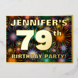 [ Thumbnail: 79th Birthday Party — Fun, Colorful Fireworks Look Invitation ]