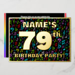 [ Thumbnail: 79th Birthday Party — Fun, Colorful Music Symbols Invitation ]