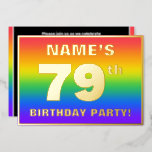 [ Thumbnail: 79th Birthday Party: Fun, Colorful Rainbow Pattern Invitation ]