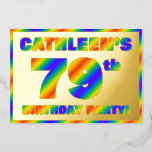 [ Thumbnail: 79th Birthday Party — Fun, Rainbow Spectrum “79” Invitation ]