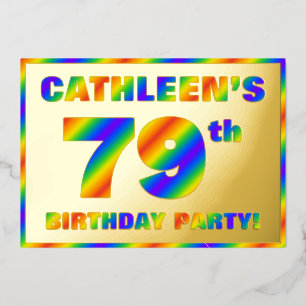 79th Birthday Party — Fun, Rainbow Spectrum “79” Foil Invitation