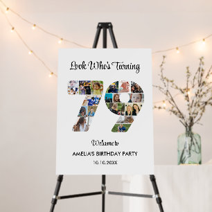 79th Birthday Party Number 79 Photo Collage Foam Board