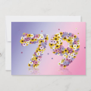79th Birthday party, with flowered letters Invitation