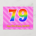 [ Thumbnail: 79th Birthday: Pink Stripes & Hearts, Rainbow 79 Postcard ]