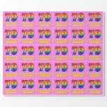 [ Thumbnail: 79th Birthday: Pink Stripes & Hearts, Rainbow # 79 Wrapping Paper ]