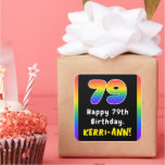 [ Thumbnail: 79th Birthday: Rainbow Spectrum # 79, Custom Name Sticker ]