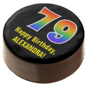 79th Birthday - Rainbow Spectrum Pattern Number 79 Chocolate Covered Oreo (Angled)