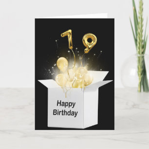 79th Gold Birthday Balloons In White Box Card