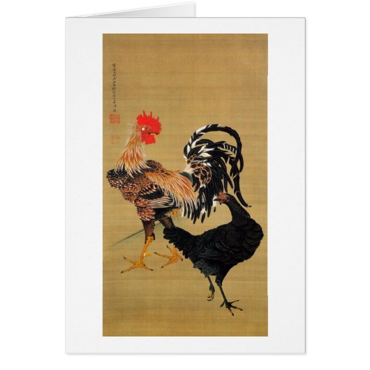 7. 大鶏雌雄図, 若冲 Couple of Chickens, Jakuchū (Front)