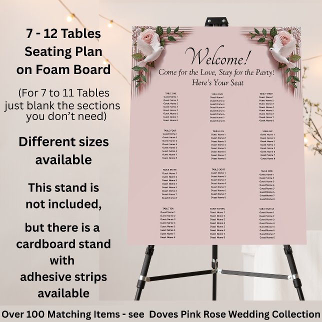 7 - 12 Tables, Guest Seating Chart, Emerald Green  Foam Board (Creator Uploaded)