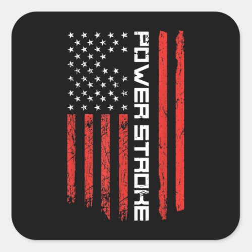 73 Diesel Power Stroke American Flag Powerstroke Square Sticker