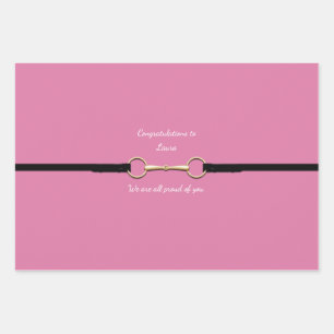 7.5" Snaffle Bit & Reins with Custom Text Pink Wrapping Paper Sheets