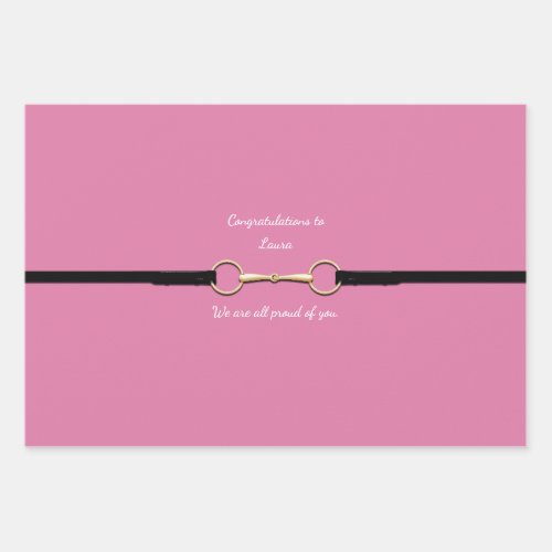 75 Snaffle Bit  Reins with Custom Text Pink Wrapping Paper Sheets