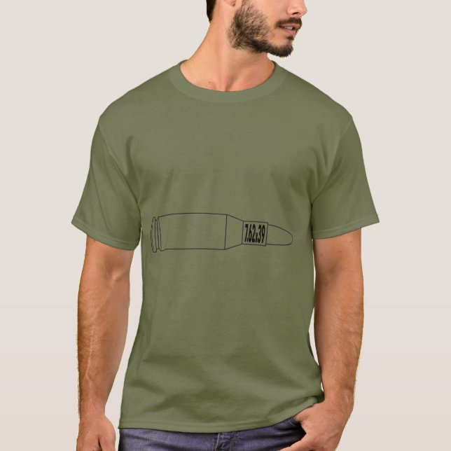 7.62x39 Round Black T-Shirt (Front)