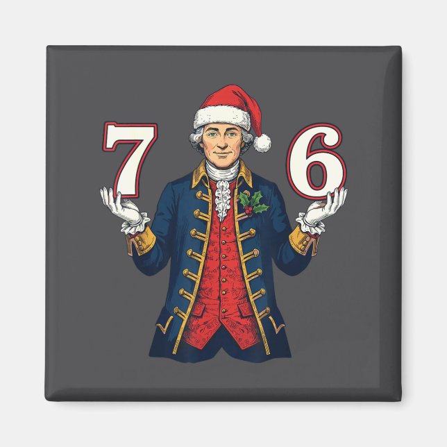 7-6 6-7 Funny George Washington Santa 67 Meme Chri Magnet (Front)