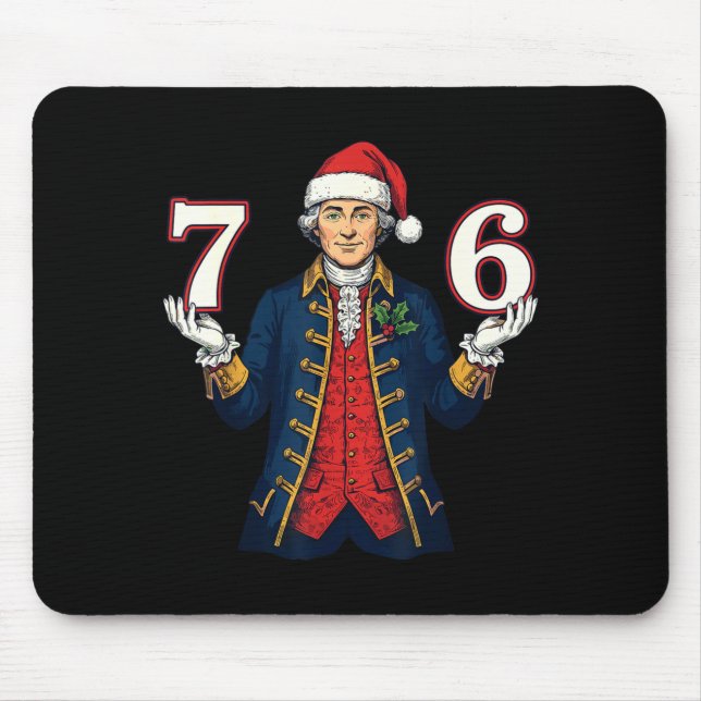 7-6 6-7 Funny George Washington Santa 67 Meme Chri Mouse Pad (Front)