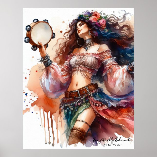 *~*  7 A100 Psychic Boho Gypsy Tambourine Dancer Poster (Front)