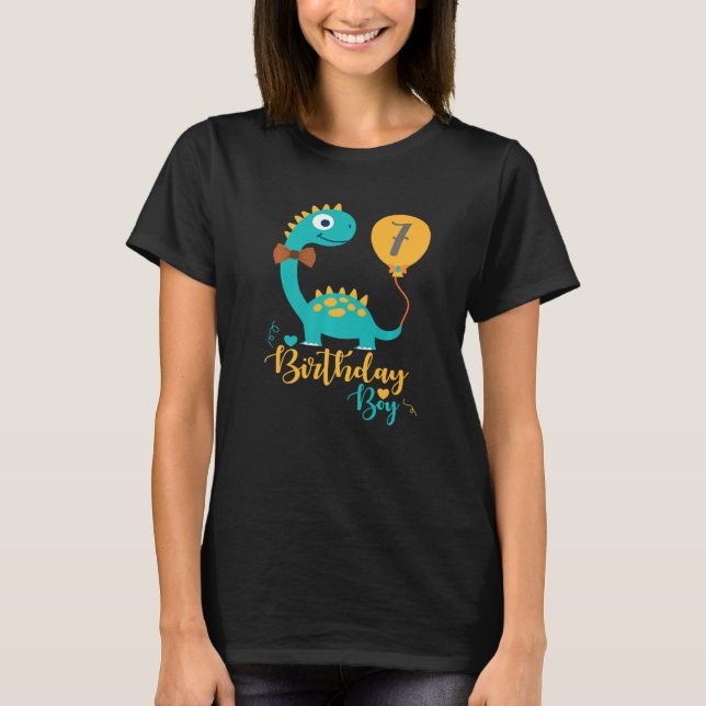 7 Años Cumpleaños Niños Birthday Boy Baby Diplodoc T-Shirt (Front)
