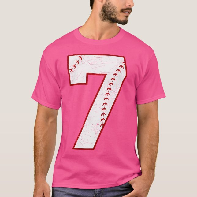 7 Baseball  White  Special Number T-Shirt (Front)
