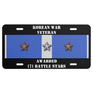 7 BATTLE STARS KOREAN WAR VETERAN LICENSE PLATE