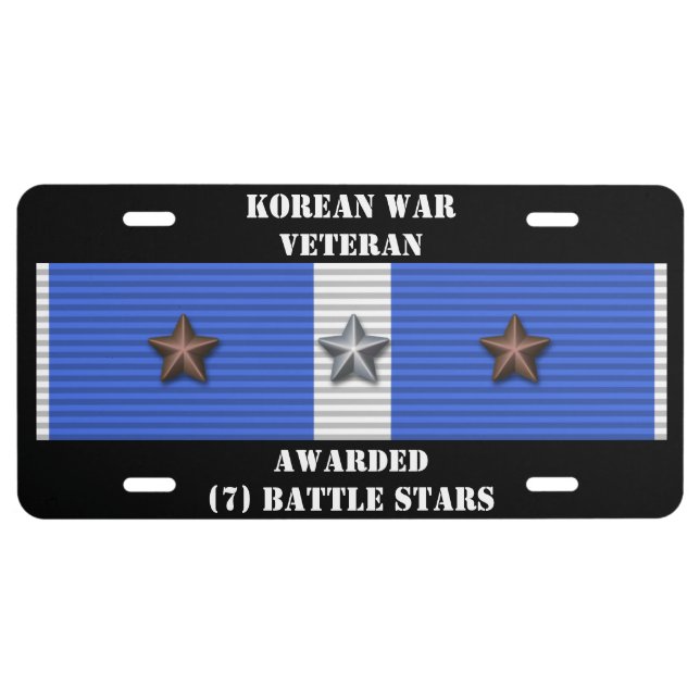 7 BATTLE STARS KOREAN WAR VETERAN LICENSE PLATE (Front)