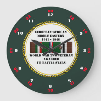 7 BATTLE STARS WWII VETERAN LARGE CLOCK