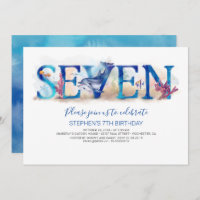 7 Birthday Invitation Deep Blue Under the Sea Life