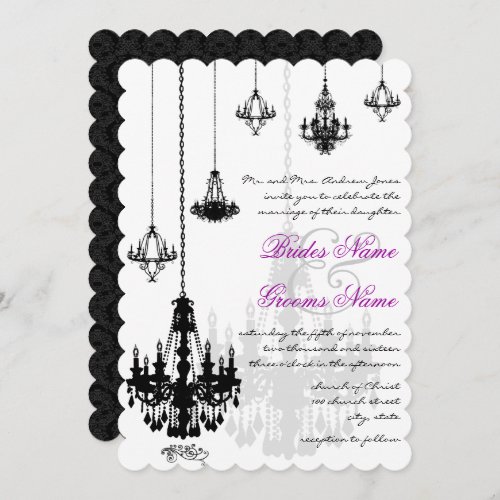 7 Black Chandeliers Wedding Invitations