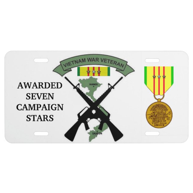 7 CAMPAIGN STARS VIETNAM WAR VETERAN LICENSE PLATE (Front)