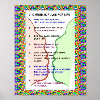 7 CARDINAL RULES FOR LIFE  Graphic Art Wisdom Text Poster