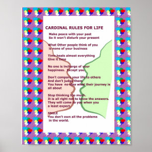 7 CARDINAL RULES FOR LIFE  Graphic Art Wisdom Text Poster
