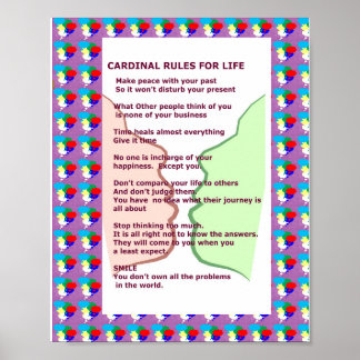 7 CARDINAL RULES FOR LIFE  Graphic Art Wisdom Text Poster