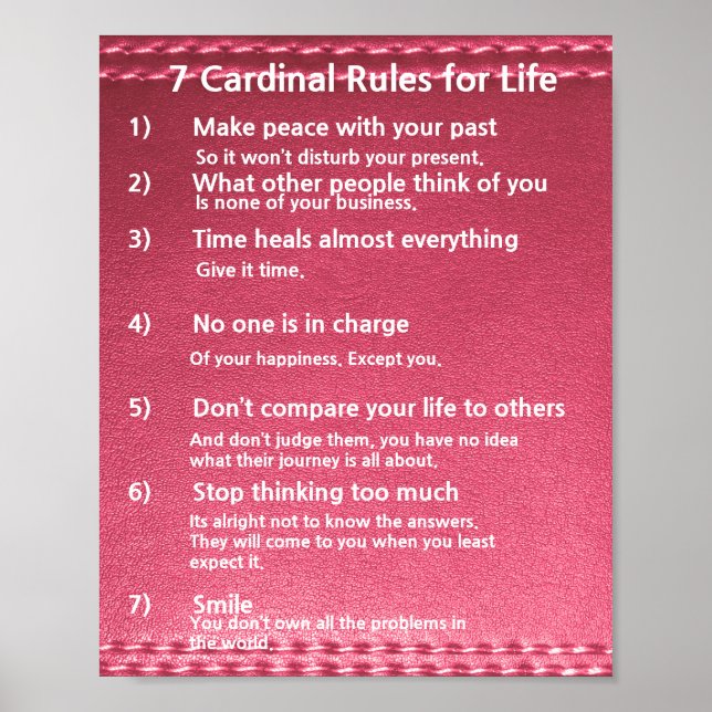 7 Cardinal Rules for LIFE Poster (Front)