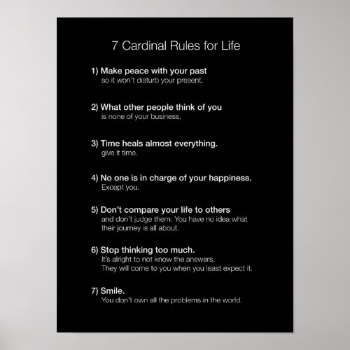 7 Cardinal Rules for Life Poster