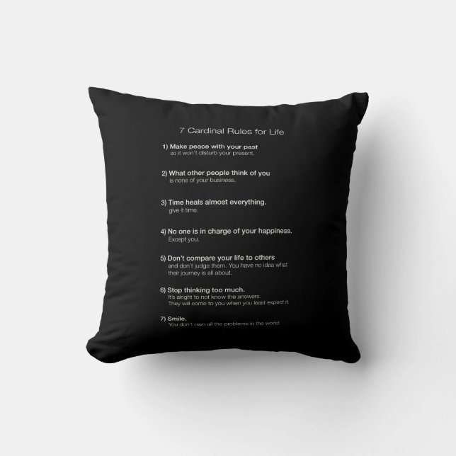 7 Cardinal Rules for Life Throw Pillow (Front)