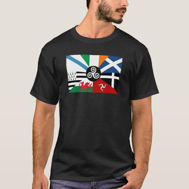 7 Celtic Nations Combined Flag T-Shirt (Front)