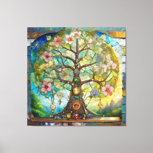7 Chakra Blossoming Tree Of Life Canvas Print